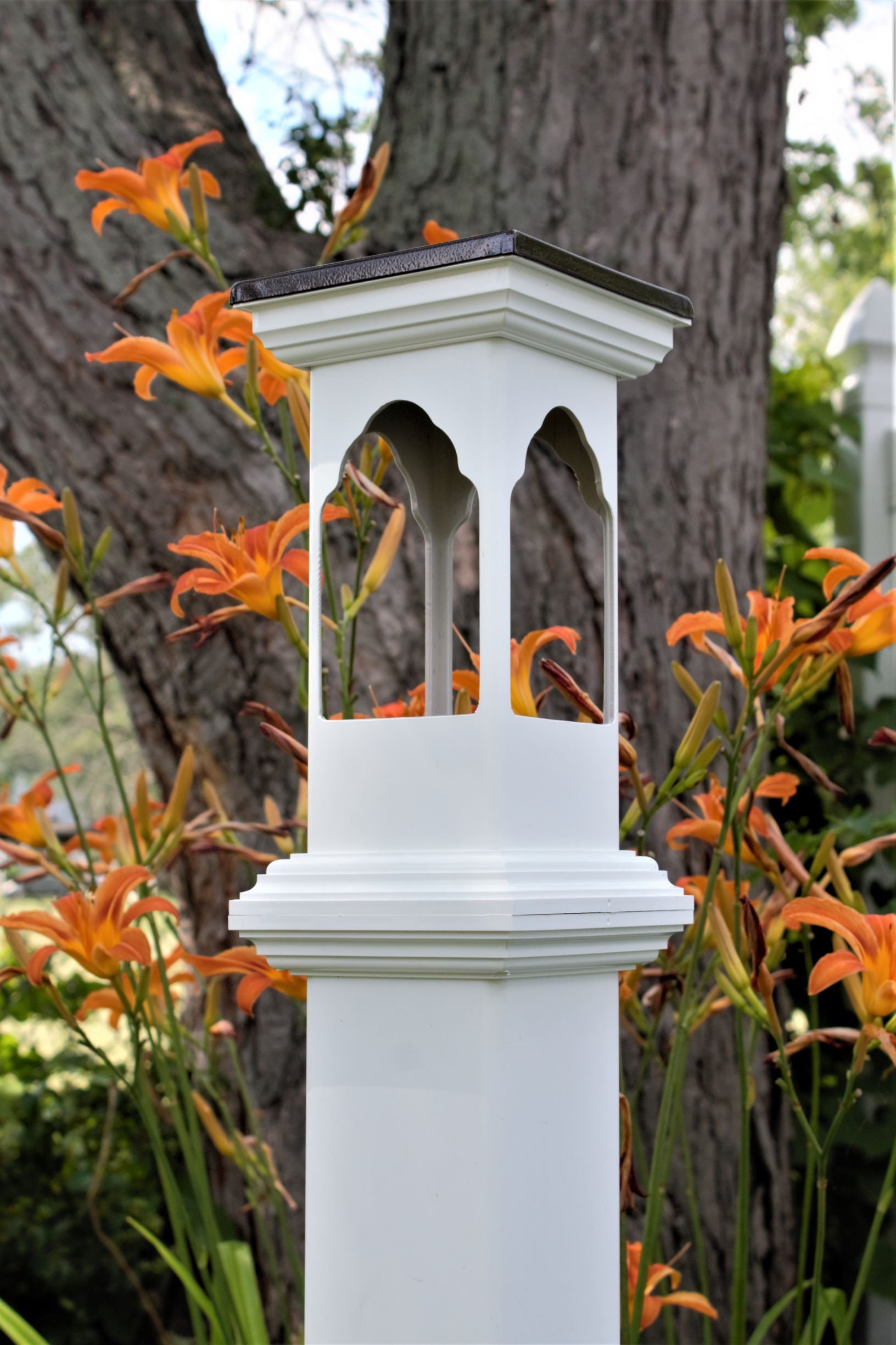 White 4inch PVC Post Mount Bird Feeder With Aluminum Cap Tray Etsy UK