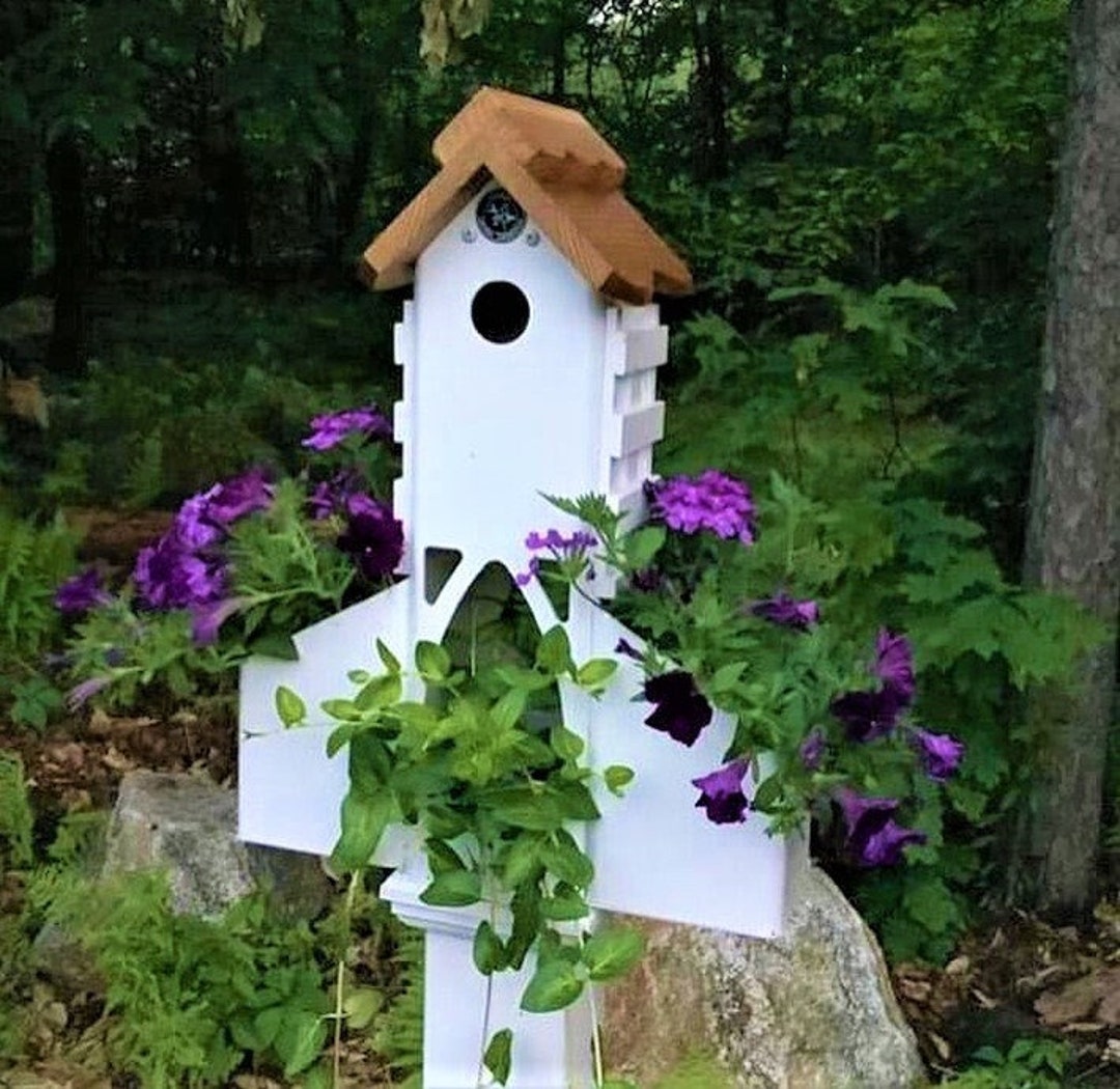 Ivy Planter Bird House on a Pole PVC Planter Birdhouse Free Etsy