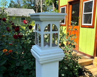 Handmade White PVC Bird Feeder: Cathedral Style for 5" Vinyl Post