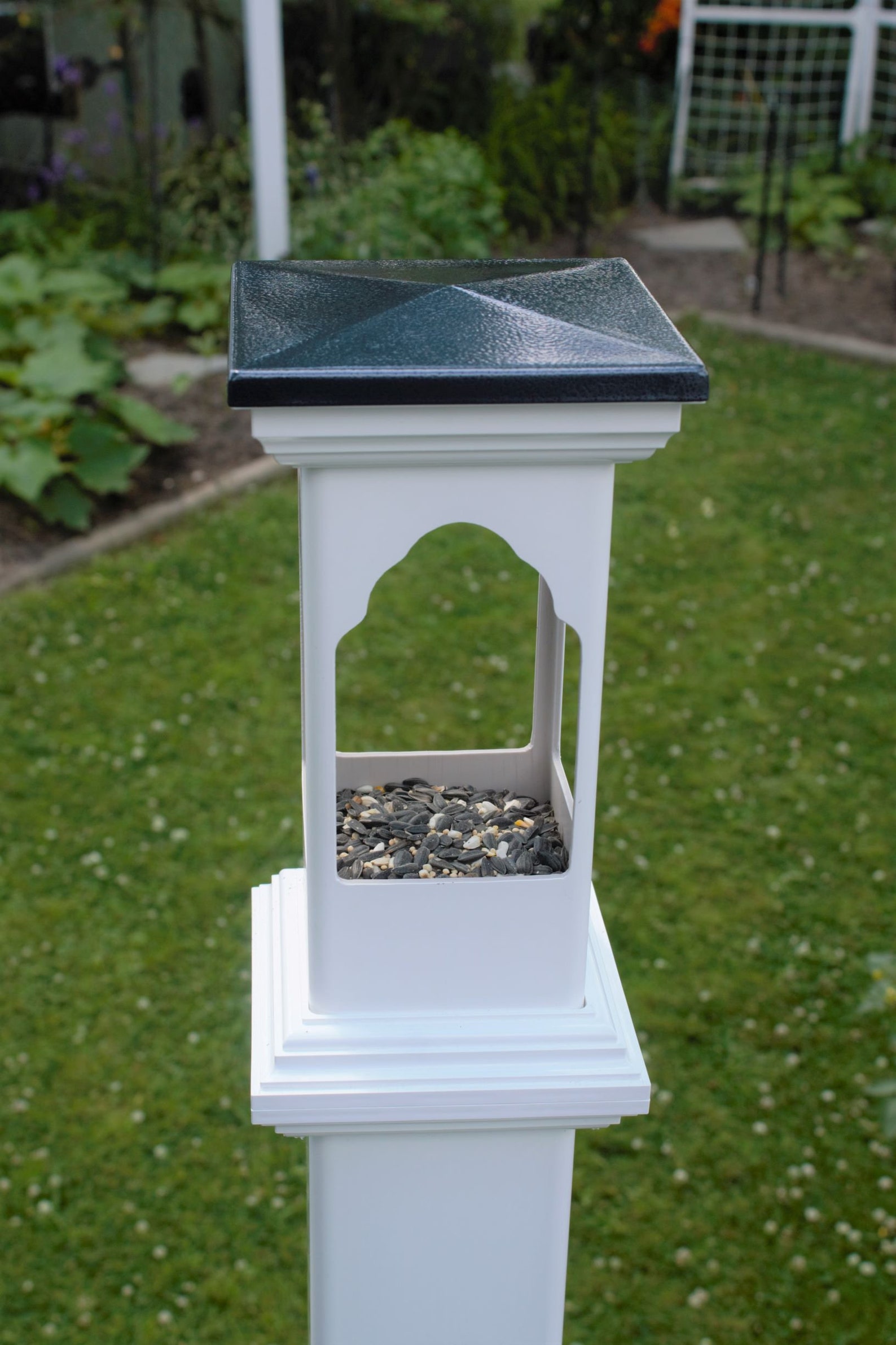 White 4inch PVC Post Mount Bird Feeder With Aluminum Cap Tray Etsy UK