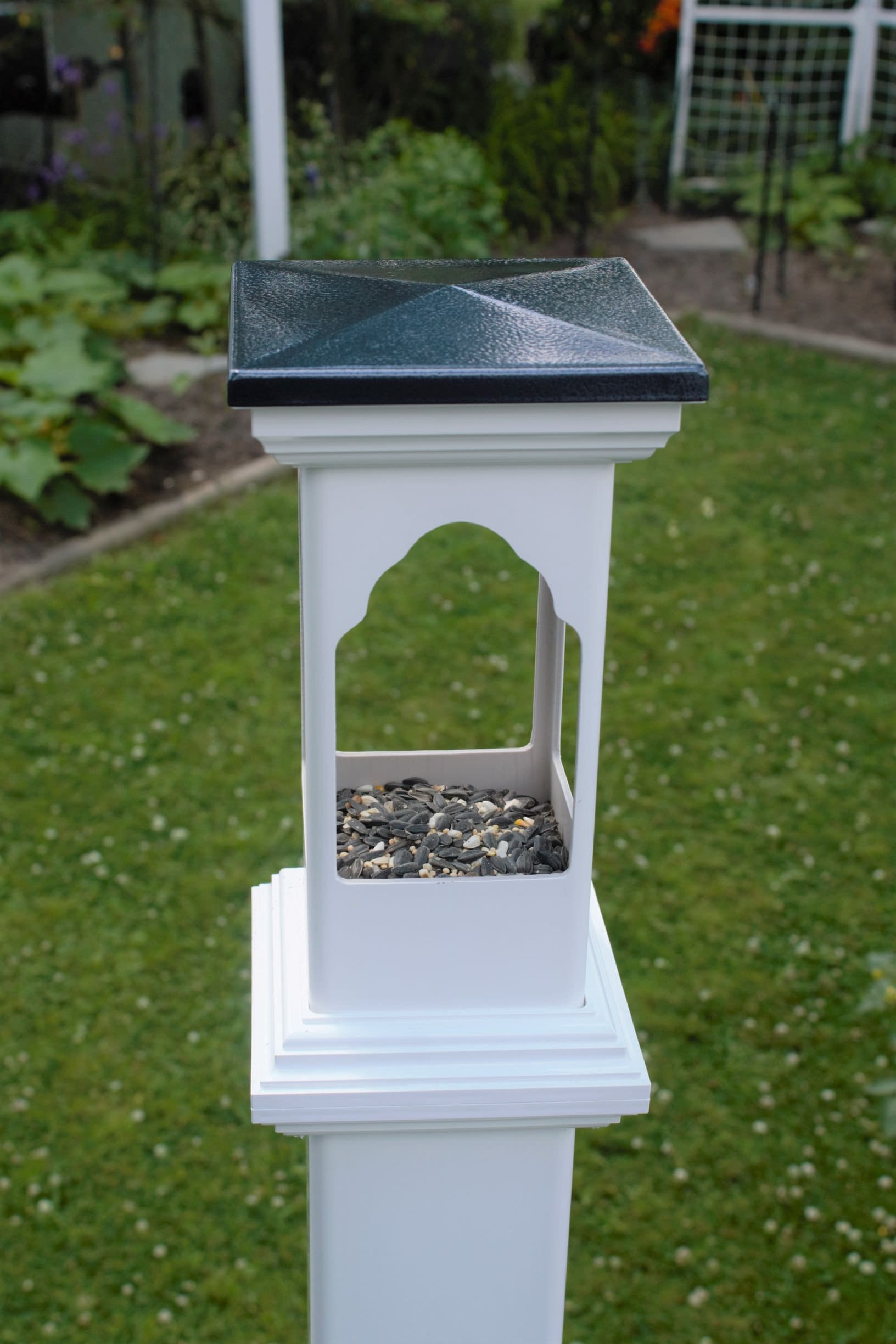 White 4inch PVC Post Mount Bird Feeder With Aluminum Cap Tray Etsy UK