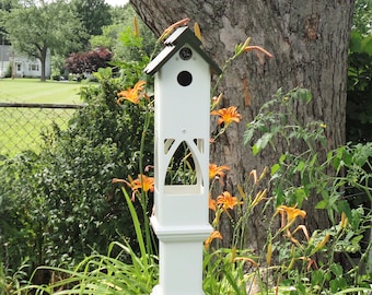 strong, durable all seasonBirdhouse/ Feeder for 4inch PVC fence Post: Weatherable Outdoor Bird Tower