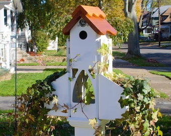 Versatile Planter Birdhouse/feeder: made for 4 inch PVC fence post top Garden Decor