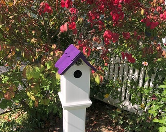Purple Roof Birdhouse: Weatherable PVC Post Top for 4-inch Post