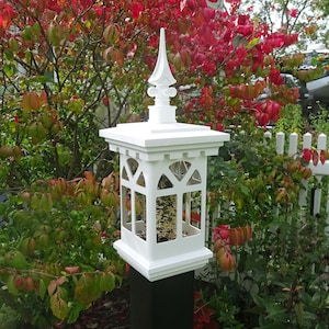 weatherable White Post Mount tube Feeder: Regency InSpire Design for 4inch square PVC post