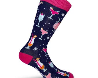 Cocktail lovers birthday socks /30th gift  Women gift/ 50th birthday Nan/  40th cocktail socks/  Organic cotton socks/ gin cocktail gift
