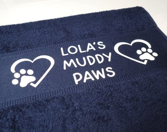 Dog towel/ Muddy paws towel/ pet towel/Personalised pet towel