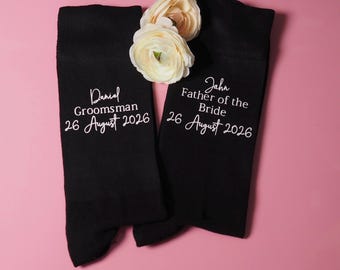Personalized Wedding Socks: Groom, Best Man, Usher Gift (Cotton Rich)