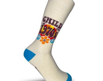 1970s child birthday socks /50th gift Men & Women gift/ 50th birthday / Sons 50th socks/ Retro nostalgic gift sock Dad/ Organic cotton socks