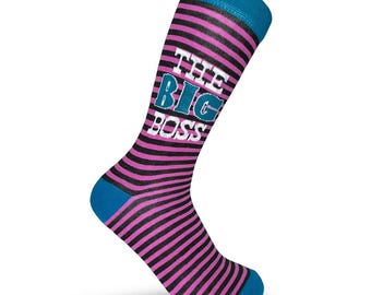 Big boss birthday socks /Bold Stripey Men gift/ 40th birthday gift/Sons 18th gift/ Novelty 50th socks/ Organic cotton socks/ 60th socks men