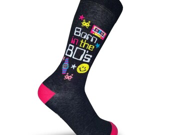 80s birthday socks /Born in the 80s Men & Womens gift/ 40th birthday gift/ Retro socks/ Nostalgic 40th socks/ Organic cotton socks