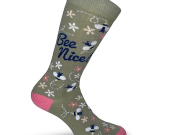 Bee lovers birthday socks /30th gift  Women gift/ 50th birthday Nan/  40th bee nice socks/  Organic cotton socks/ bee gift