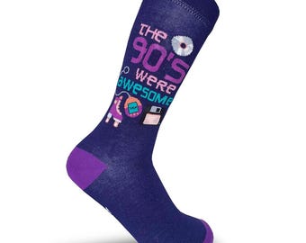 50th birthday socks /The 90’s were awesome Men & Womens gift/ 40th birthday gift  Dad’s 50th socks/ Novelty 40th socks/ Organic cotton socks