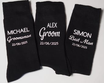 Personalized Wedding Socks: Groom, Best Man, Usher Gift (Cotton Rich)