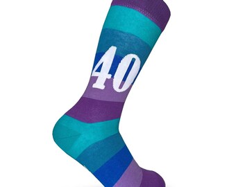 40th birthday socks /Bold Stripey Men & Womens gift/ 40th birthday gift/Sons 40th  socks/ Novelty 40th socks/ Organic cotton socks