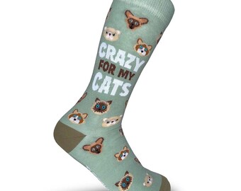 Crazy for my cats birthday socks /50th gift Men & Women gift/ 50th birthday / Mums 40th cat socks/ Organic cotton socks/ Cat lover socks