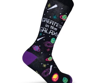 Greatest in the Galaxy birthday socks /50th gift Men / Space theme / 40th birthday / Sons 50th socks/ 60th socks Dad/ Organic cotton socks