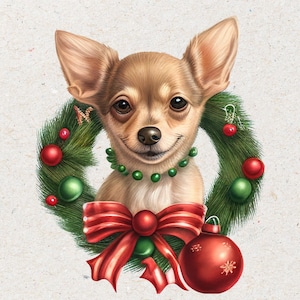 Joyeux chihuahua-mas carte de voeux design téléchargement immédiat