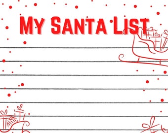 Instant Download Santa List to Print at Home