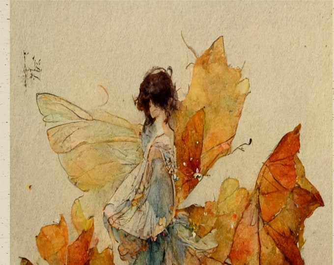 Pair of Downloadable Art Prints, 6x9, Autumn Fairies