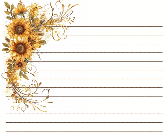 Sunshine Bouquet Printable Stationery-Lined and Unlined 8.5"x11"
