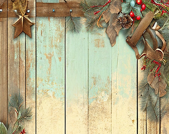 Christmas Woods Five Decorative Digital Papers/Backgrounds in Rustic Wood Look Borders, JPG, Instant Download