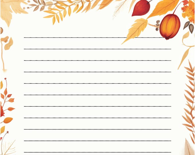 Autumn Themed Lined and Unlined Writing Papers, Two Designs