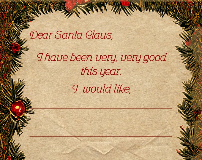 Fill in the Blanks "Dear Santa Letter" to Print at Home and Fill Out