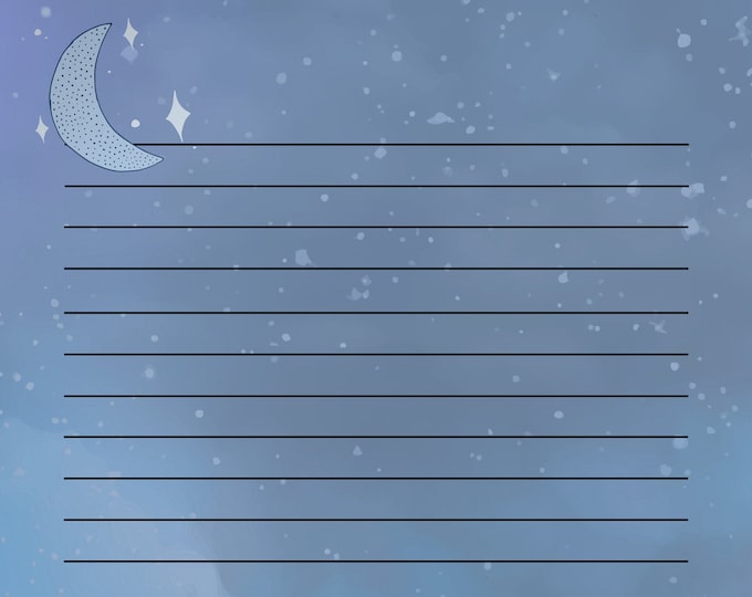 Celestial Moods Stationery Set Instant Download Printable-Lined, Unlined. and Plain Sheets