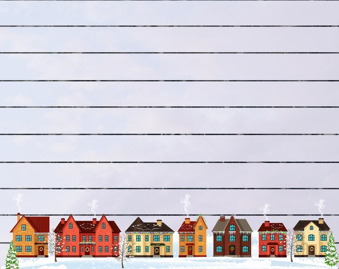 Winter Village Instant Download Writing Papers, Lined and Unlined