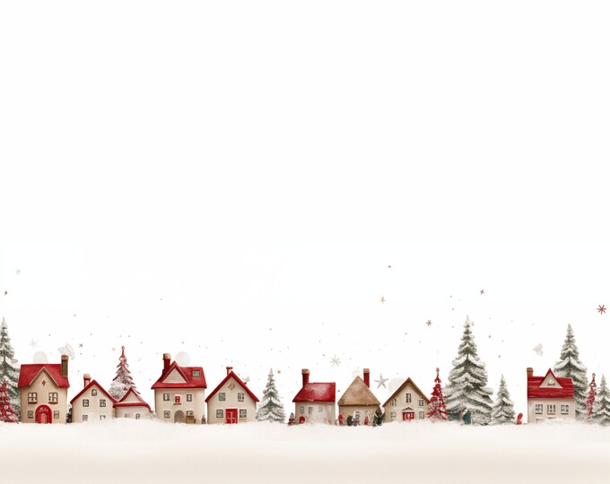 Snowy Village Lined and Unlined Writing Paper--Instant Download--Print at Home