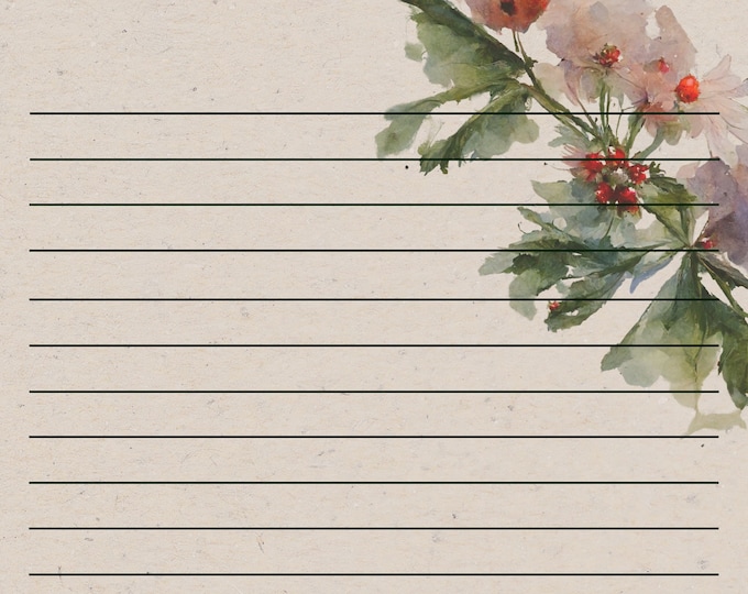 Winter Blossoms Lined and Unlined Writing Papers--Two Designs to Download and Print at Home