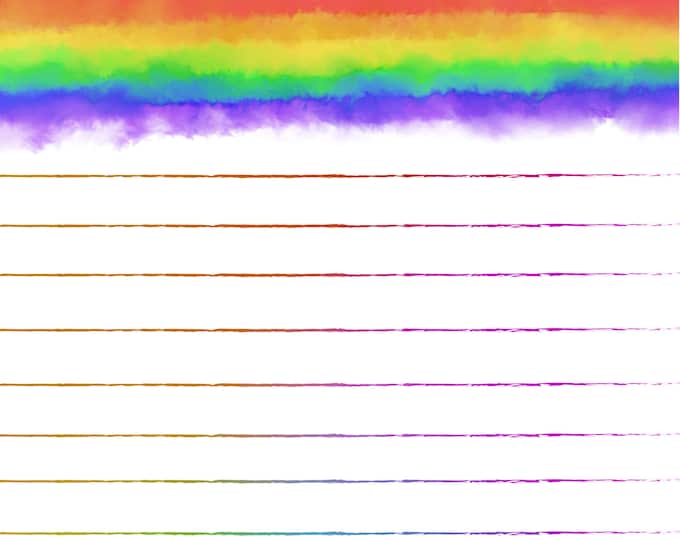 Rainbow Stripe Lined and Unlined Writing Papers/Stationery for Instant Download