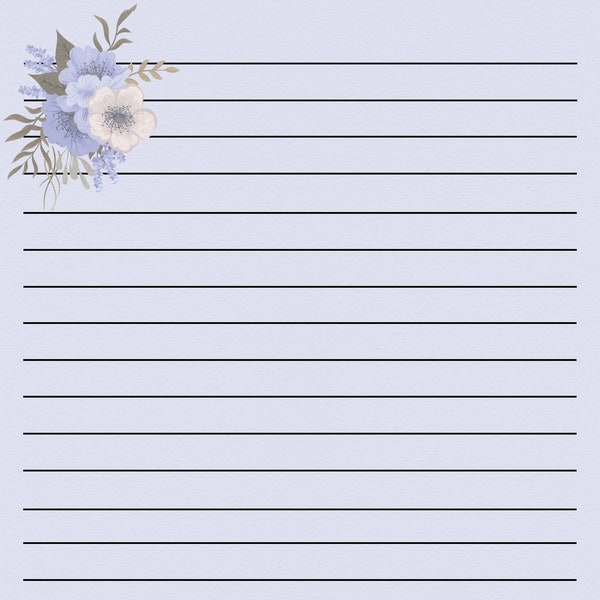 Lilac Bouquet Stationery Set Instant Download Printable-Lined and Unlined Sheets