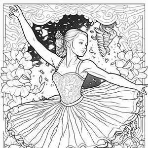 Three Ballerina Coloring Sheets for Instant Download image 1