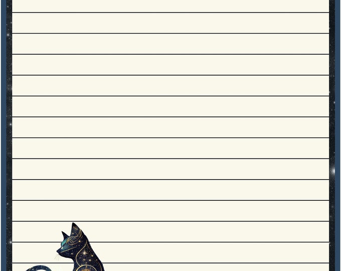 Celestial Cat Lined and Unlined Writing Papers--Instant Download--Print At Home