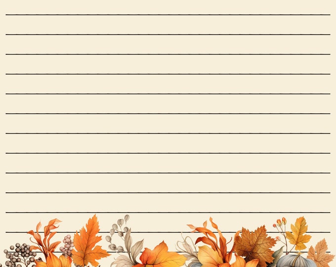 Autumn Harvest Lined and Unlined Writing Papers--Two Designs to Download and Print at Home