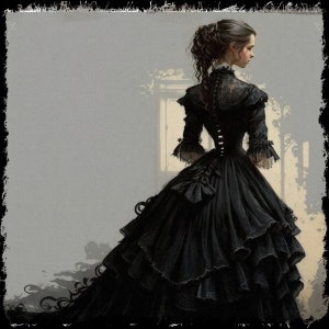Romance in Black Digital Print--Instant Download--8 x 8