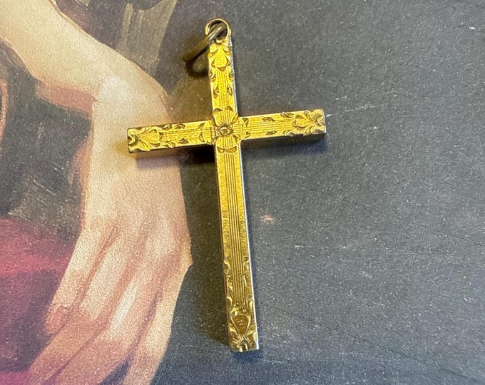 1/20 12K Goldfilled Large Midcentury Cross, Marked, Indecipherable Maker's Mark