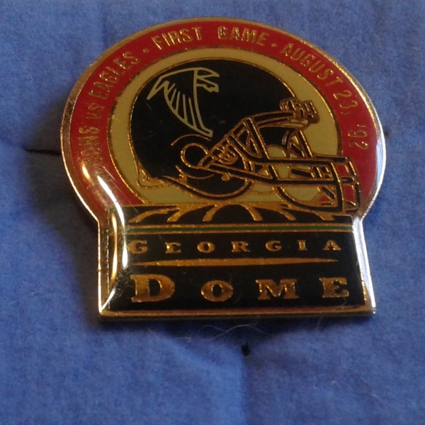 Atlanta Falcons vs. Philadelphia Eagles Georgia Dome First Game, Aug 23 1992, Commemorative Pin, Clutch Back Clearcoat