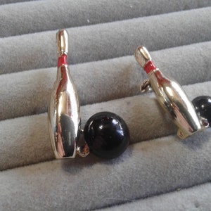 Gerrys Pair of Bowling Pin and Ball Brooches, Signed