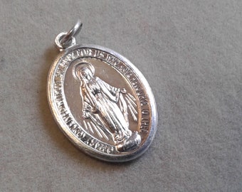 Small Stamped Aluminum Medal of the Virgin Mary, Italy