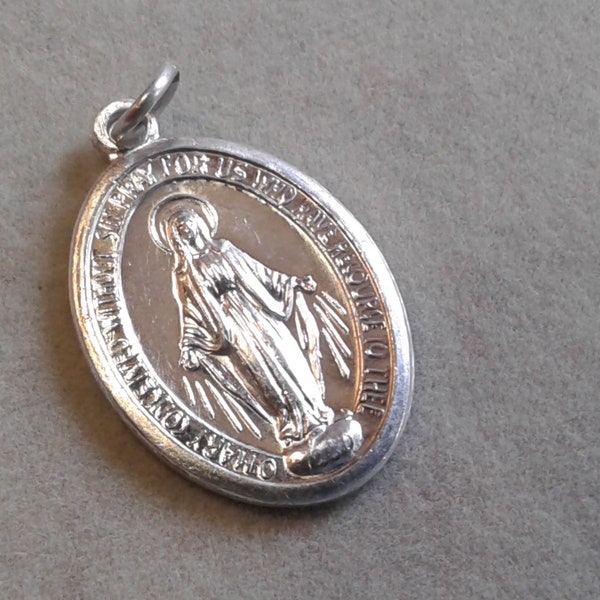 Small Stamped Aluminum Medal of the Virgin Mary, Italy