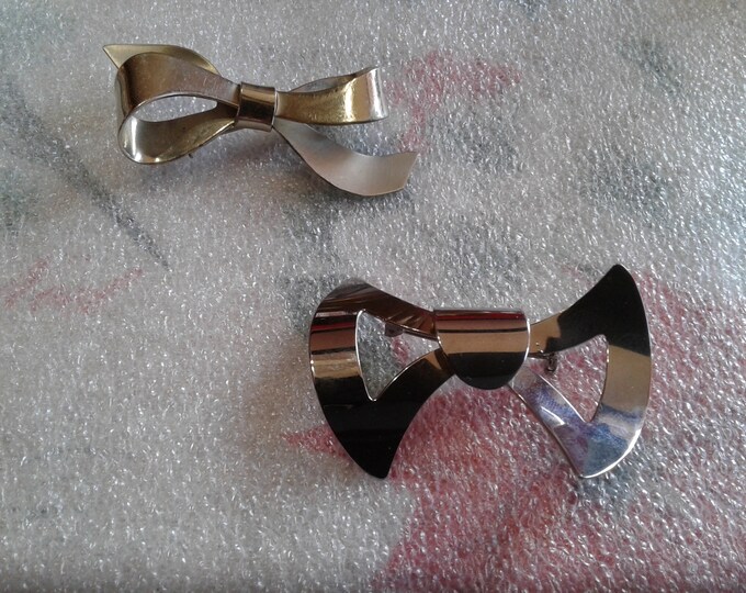 Silvertone Bow Brooches, Sold Separately