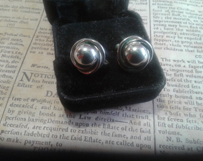 Small Silvertone Button and Knot Screwback Earrings, Two Styles Available
