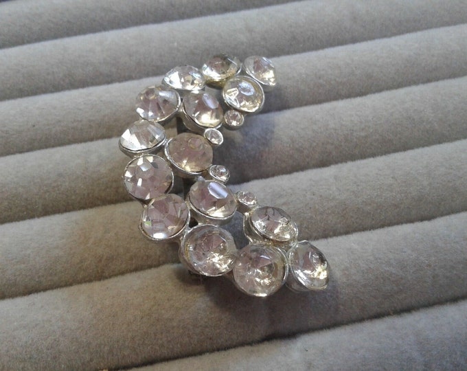 Vintage Crescent Rhinestone Brooch