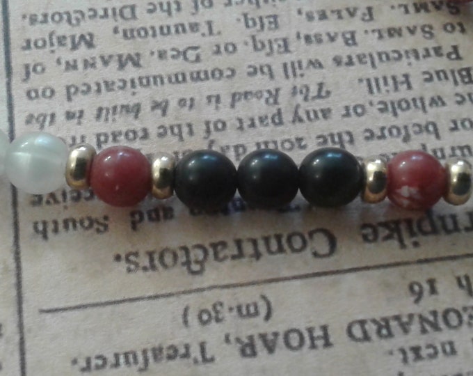 Vintage Faux Semi Precious Stone Long Strand with Goldtone Accents