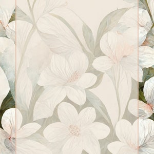 Four Framed Floral Papers in Muted Tones for Instant Download