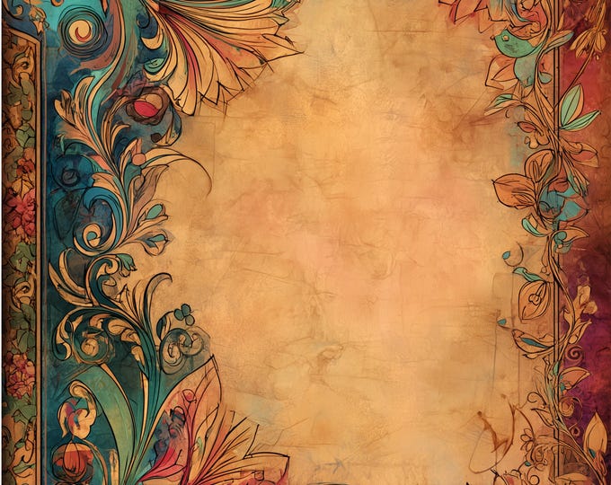 Five Magical Illuminated Border Background/Writing Papers to Download and Print at Home, 8.5 x 11