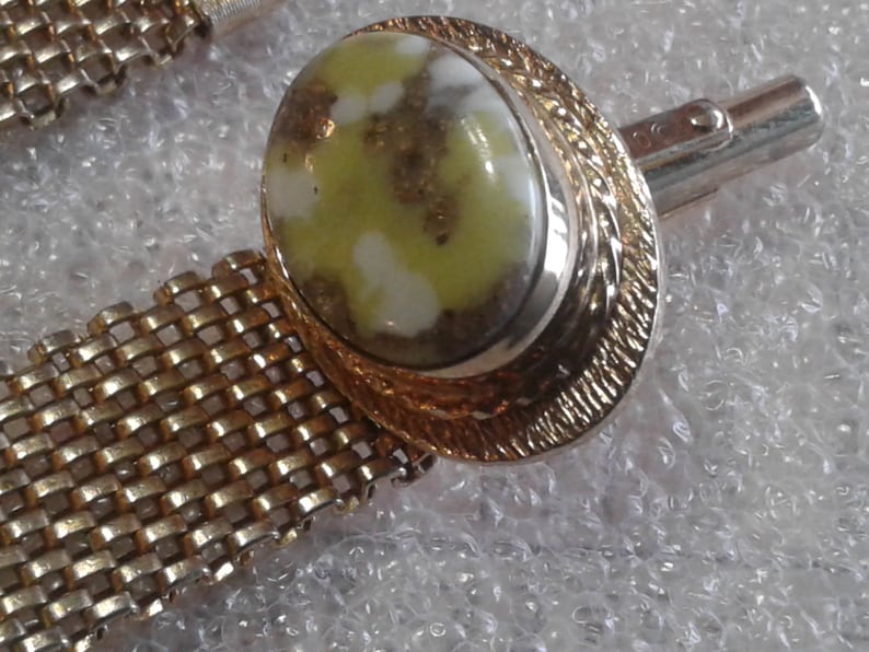 Destino Goldtone and Yellow White and Gold Confetti Lucite Wrap Around Cufflinks Signed